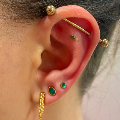 Gold earrings, London